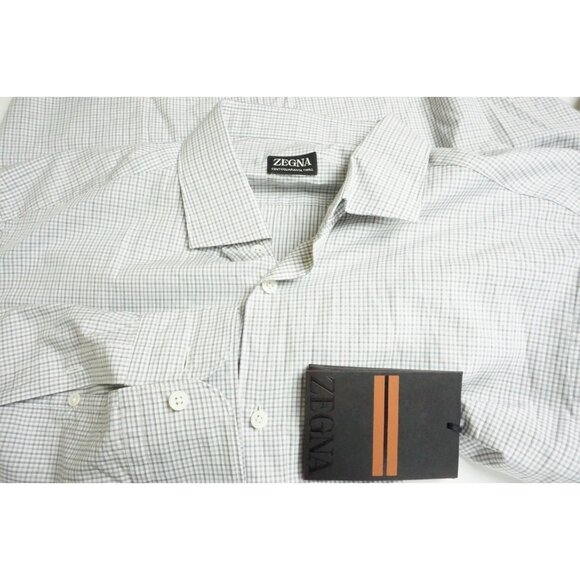 Ermenegildo Zegna Centoquaranta Twill White Gray Plaid Check Sz XL BRAND NEW